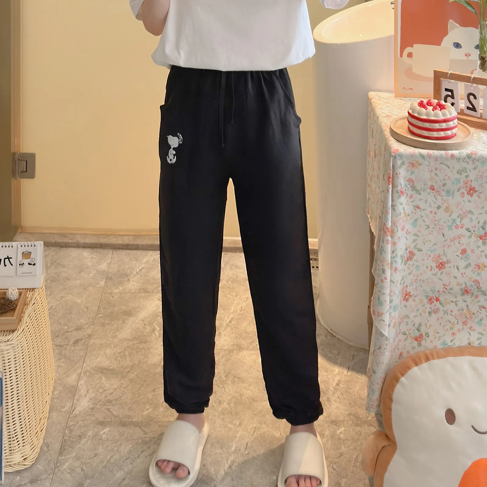 Unisex Tencel Cool Cotton Long Pants Summer Casual Loungewear Simple Print Plus Size Thin Wearable Outside Home Pants · Wholesale · OEM · Worldwide Shipping - View 4