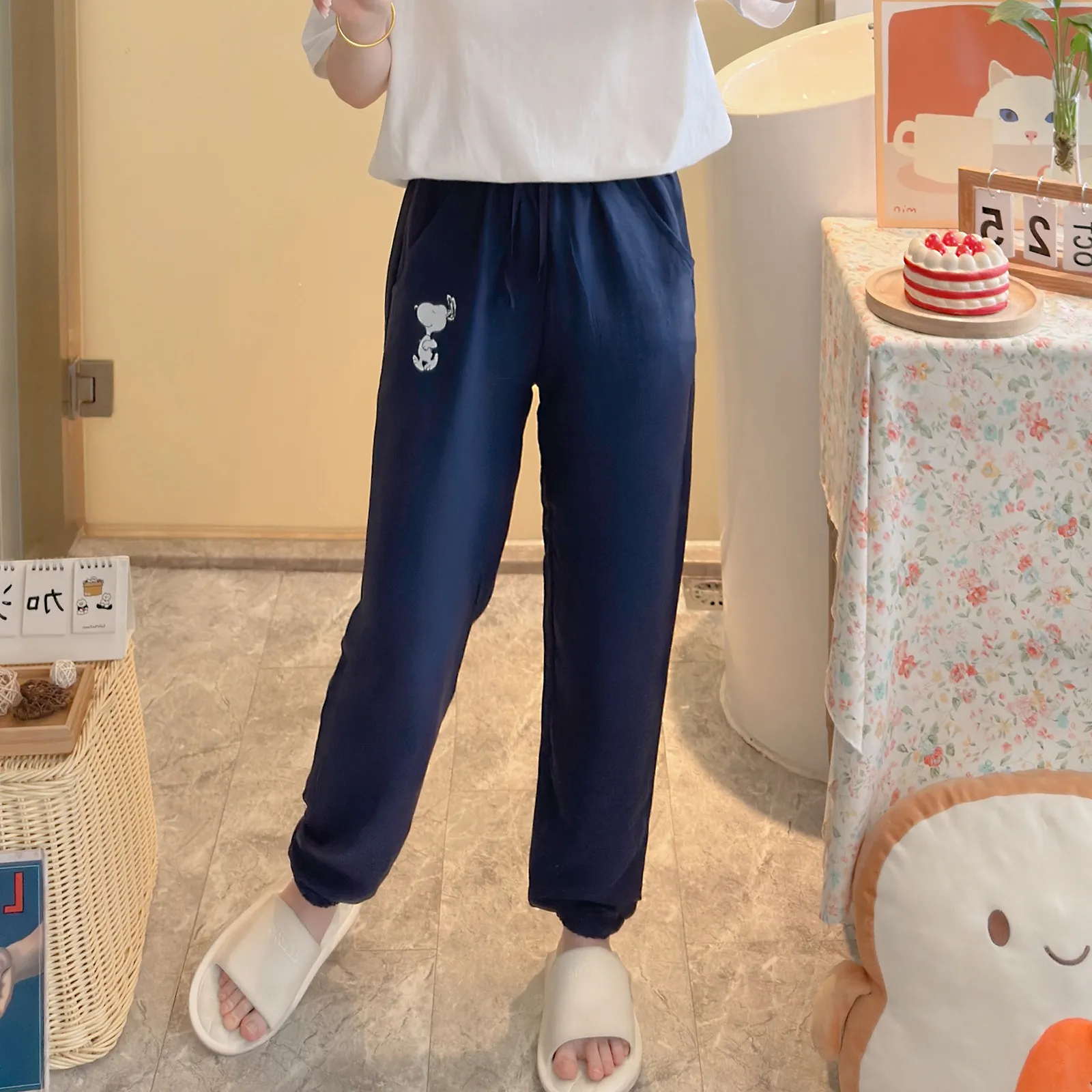 Unisex Tencel Cool Cotton Long Pants Summer Casual Loungewear Simple Print Plus Size Thin Wearable Outside Home Pants · Wholesale · OEM · Worldwide Shipping - View 1