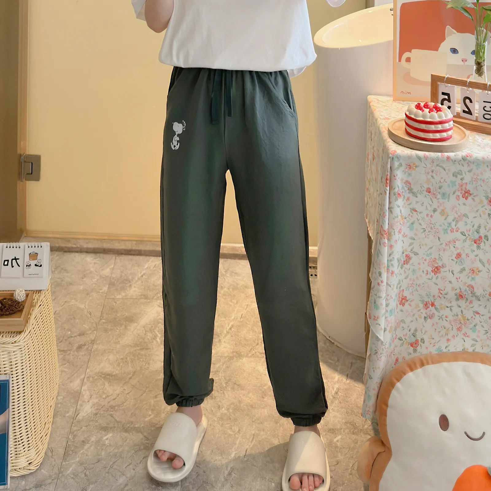 Unisex Tencel Cool Cotton Long Pants Summer Casual Loungewear Simple Print Plus Size Thin Wearable Outside Home Pants · Wholesale · OEM · Worldwide Shipping - View 2