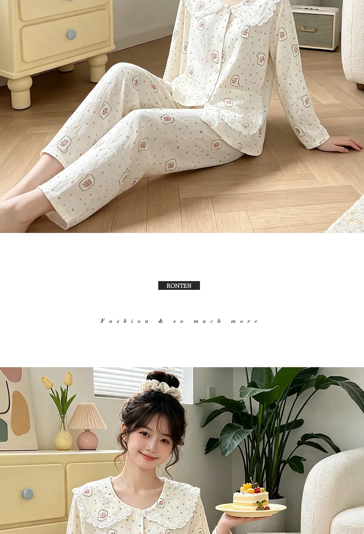 源兴28148 ins风韩版爱心小熊舒适柔软云朵棉睡衣女家居服套装 · 도매 · OEM · 전 세계 배송 - Detail 9