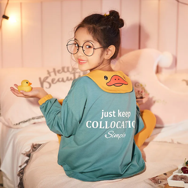 2903# Girls' Pure Cotton Cardigan Pajama Set, Long Sleeve Long Pants, Loungewear for Big Kids · Wholesale · OEM · Worldwide Shipping - View 4