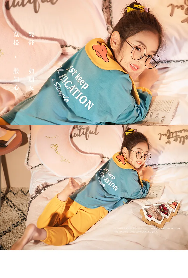 2903# Girls' Pure Cotton Cardigan Pajama Set, Long Sleeve Long Pants, Loungewear for Big Kids · Wholesale · OEM · Worldwide Shipping - Detail 5