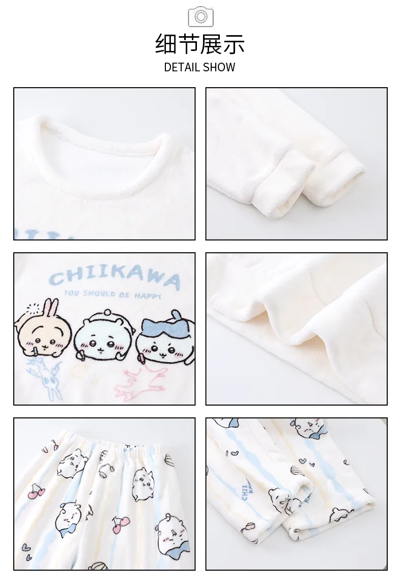 طقم بيجامة نسائي جديد من الفانيلا 260g شتوي متوسط السماكة أكمام طويلة بنطال طويل طقم كرتوني لطيف فضفاض ملابس منزلية · بيع بالجملة · تصنيع حسب الطلب · شحن عالمي - Detail 5