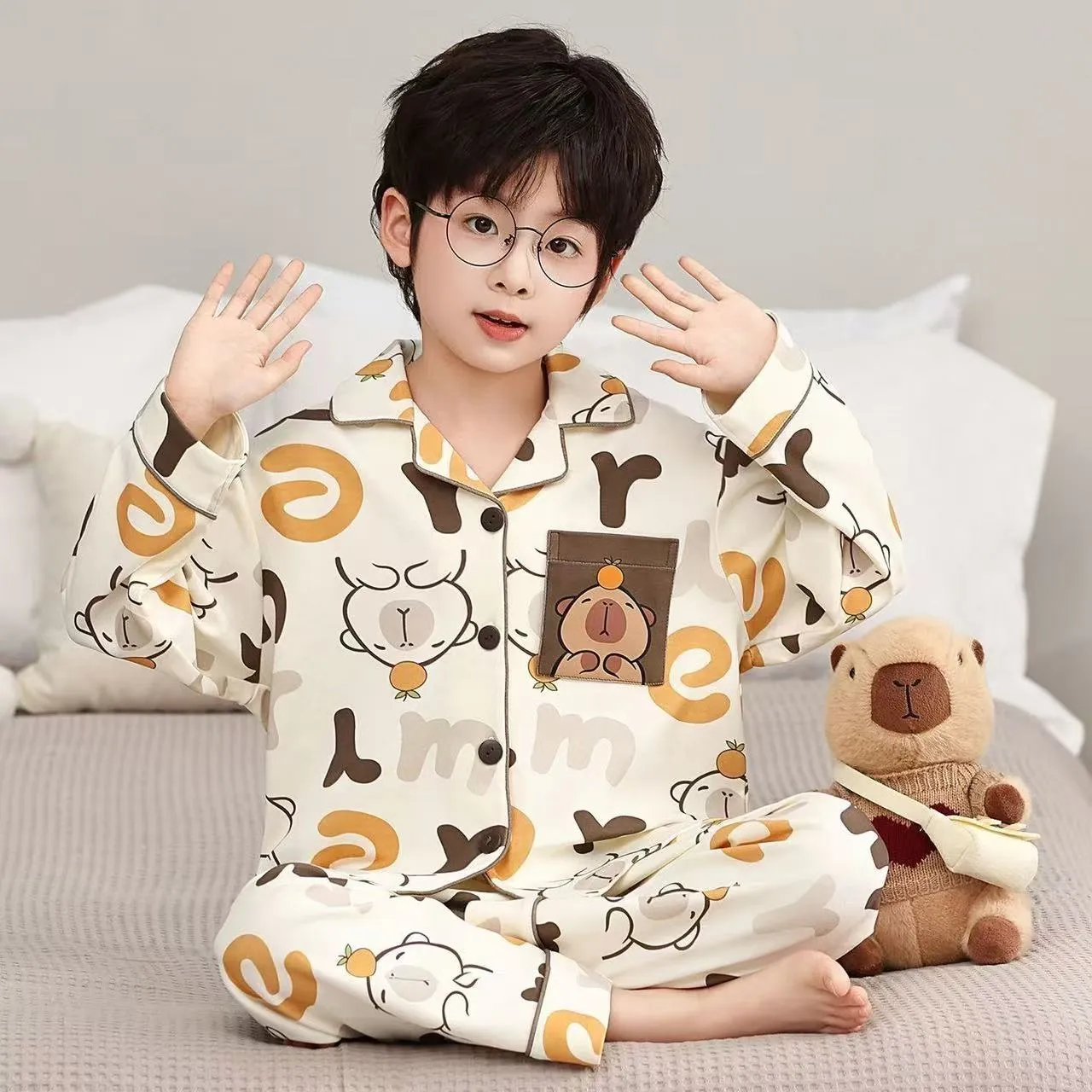 Boys' Cardigan Pajama, Cotton-Like Spring/Autumn Wearable-Outside Loungewear · Wholesale · OEM · Worldwide Shipping - Detail 5