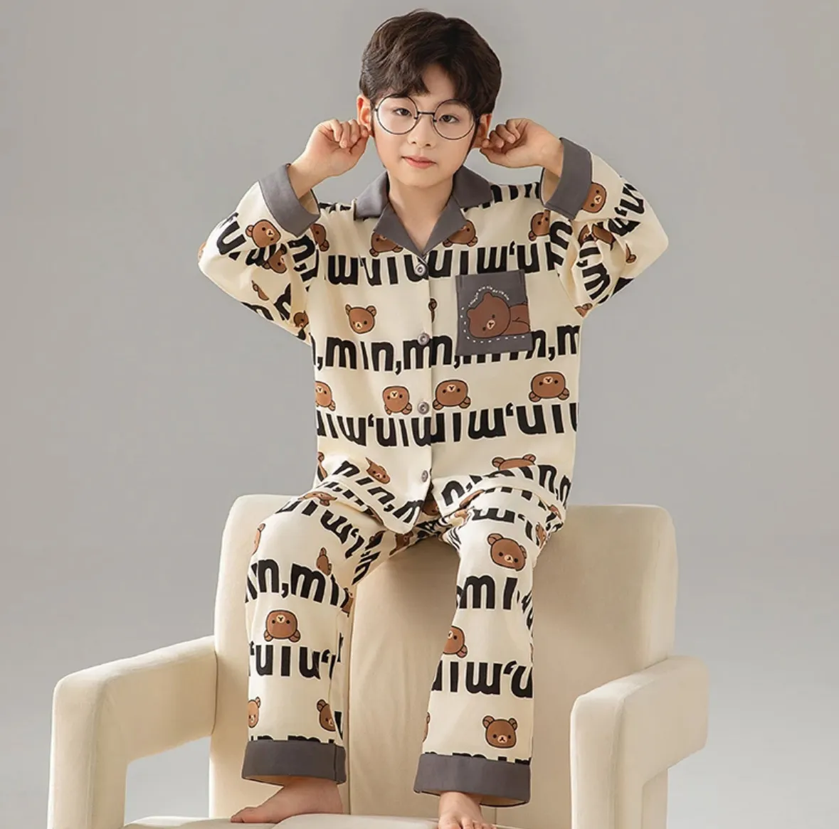 Boys' Cardigan Pajama, Cotton-Like Spring/Autumn Wearable-Outside Loungewear · Wholesale · OEM · Worldwide Shipping - Detail 26