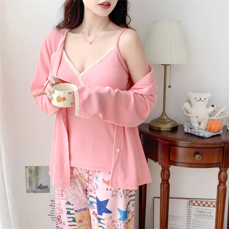 Real Photo Spring/Autumn Dralon Fleece Three-Piece Pajama Set with Sexy Padding, Item 31187-31# · Wholesale · OEM · Worldwide Shipping - Detail 37