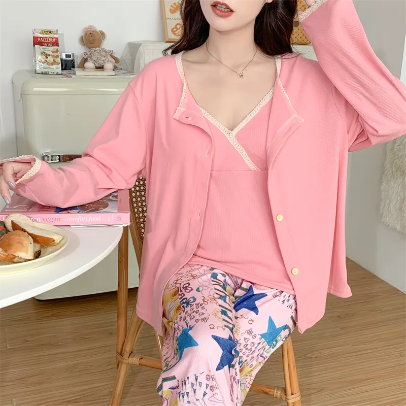 Real Photo Spring/Autumn Dralon Fleece Three-Piece Pajama Set with Sexy Padding, Item 31187-31# · Wholesale · OEM · Worldwide Shipping - Detail 30