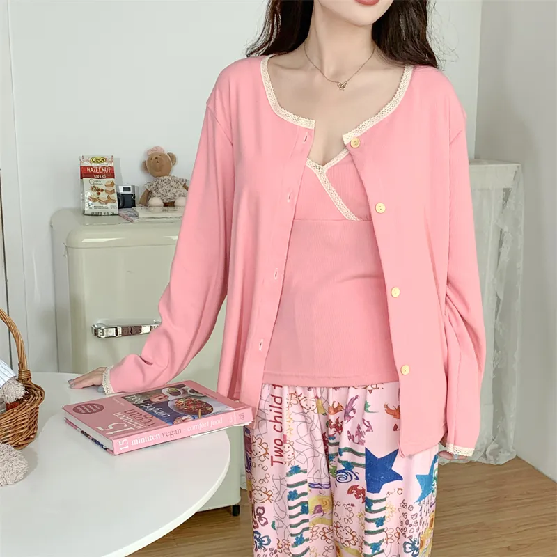 Real Photo Spring/Autumn Dralon Fleece Three-Piece Pajama Set with Sexy Padding, Item 31187-31# · Wholesale · OEM · Worldwide Shipping - Detail 26