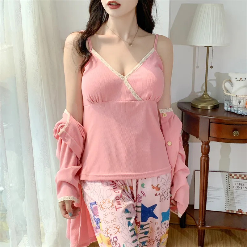 Real Photo Spring/Autumn Dralon Fleece Three-Piece Pajama Set with Sexy Padding, Item 31187-31# · Wholesale · OEM · Worldwide Shipping - Detail 10
