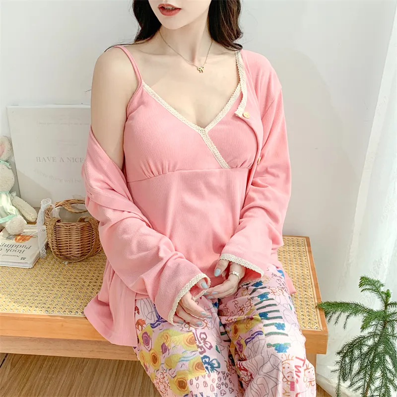 Real Photo Spring/Autumn Dralon Fleece Three-Piece Pajama Set with Sexy Padding, Item 31187-31# · Wholesale · OEM · Worldwide Shipping - Detail 22