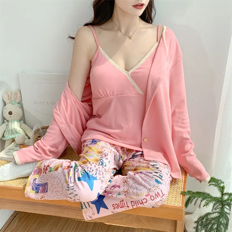 Real Photo Spring/Autumn Dralon Fleece Three-Piece Pajama Set with Sexy Padding, Item 31187-31# · Wholesale · OEM · Worldwide Shipping - Detail 23