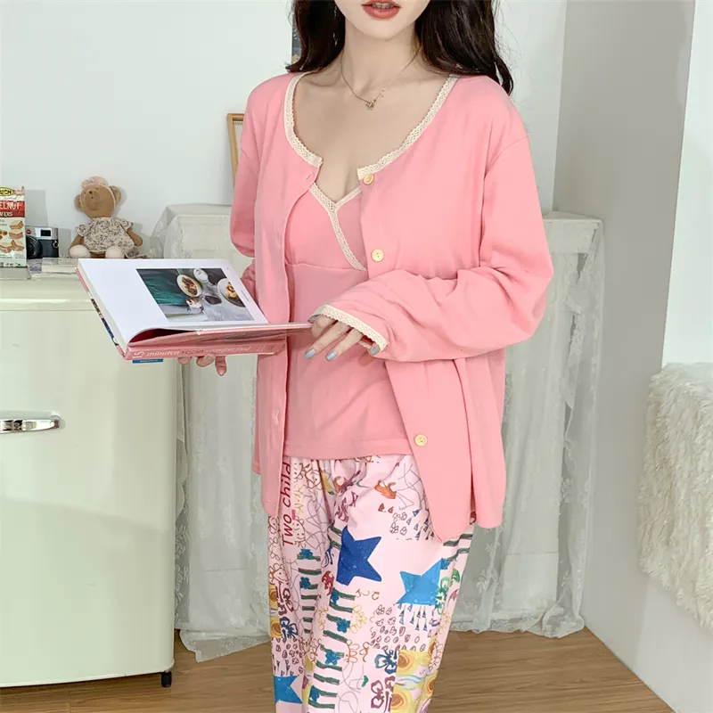 Real Photo Spring/Autumn Dralon Fleece Three-Piece Pajama Set with Sexy Padding, Item 31187-31# · Wholesale · OEM · Worldwide Shipping - Detail 25