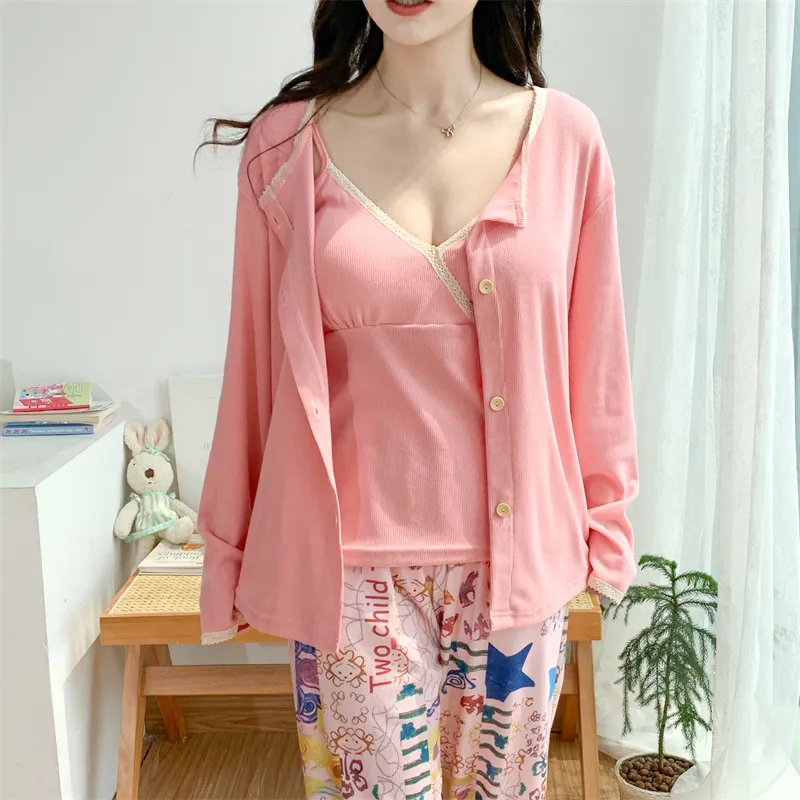 Real Photo Spring/Autumn Dralon Fleece Three-Piece Pajama Set with Sexy Padding, Item 31187-31# · Wholesale · OEM · Worldwide Shipping - Detail 18