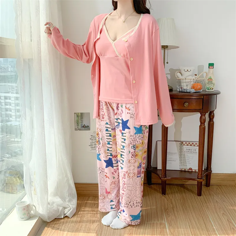 Real Photo Spring/Autumn Dralon Fleece Three-Piece Pajama Set with Sexy Padding, Item 31187-31# · Wholesale · OEM · Worldwide Shipping - Detail 6