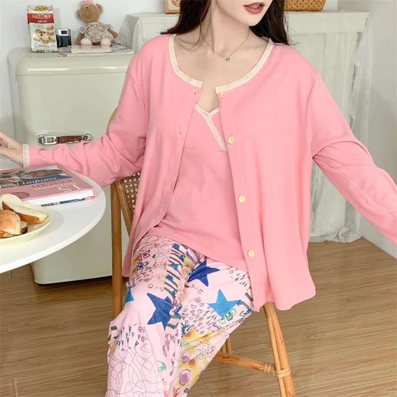 Real Photo Spring/Autumn Dralon Fleece Three-Piece Pajama Set with Sexy Padding, Item 31187-31# · Wholesale · OEM · Worldwide Shipping - Detail 28