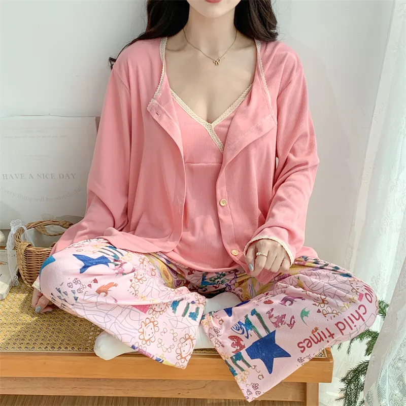 Real Photo Spring/Autumn Dralon Fleece Three-Piece Pajama Set with Sexy Padding, Item 31187-31# · Wholesale · OEM · Worldwide Shipping - Detail 24