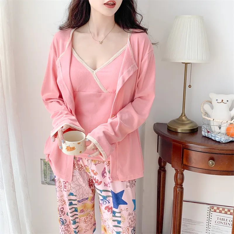 Real Photo Spring/Autumn Dralon Fleece Three-Piece Pajama Set with Sexy Padding, Item 31187-31# · Wholesale · OEM · Worldwide Shipping - Detail 36