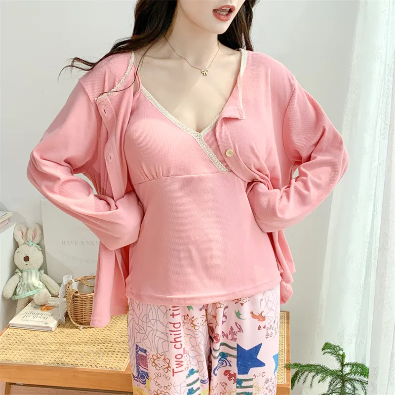 Real Photo Spring/Autumn Dralon Fleece Three-Piece Pajama Set with Sexy Padding, Item 31187-31# · Wholesale · OEM · Worldwide Shipping - Detail 19