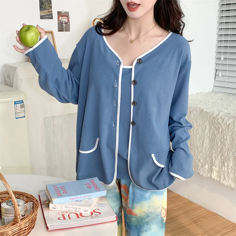 Real Photo Spring/Autumn Dralon Fleece Sexy Three-Piece Pajama Set with Padding, Item 32197-31# · Wholesale · OEM · Worldwide Shipping - Detail 23