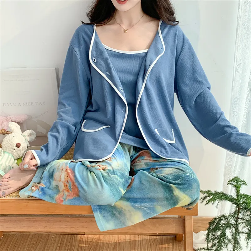 Real Photo Spring/Autumn Dralon Fleece Sexy Three-Piece Pajama Set with Padding, Item 32197-31# · Wholesale · OEM · Worldwide Shipping - Detail 18