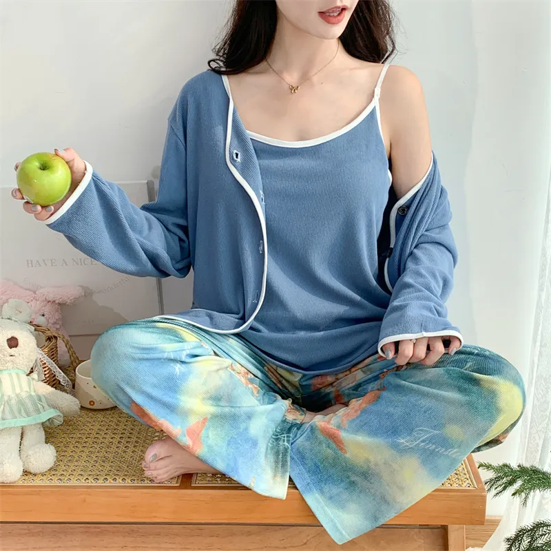 Real Photo Spring/Autumn Dralon Fleece Sexy Three-Piece Pajama Set with Padding, Item 32197-31# · Wholesale · OEM · Worldwide Shipping - Detail 19