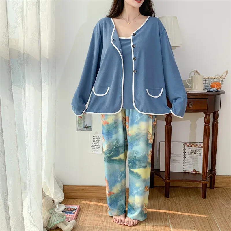 Real Photo Spring/Autumn Dralon Fleece Sexy Three-Piece Pajama Set with Padding, Item 32197-31# · Wholesale · OEM · Worldwide Shipping - Detail 5