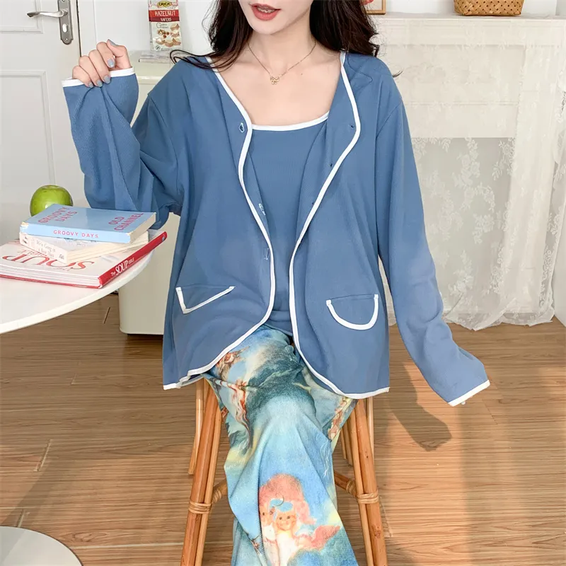 Real Photo Spring/Autumn Dralon Fleece Sexy Three-Piece Pajama Set with Padding, Item 32197-31# · Wholesale · OEM · Worldwide Shipping - Detail 24