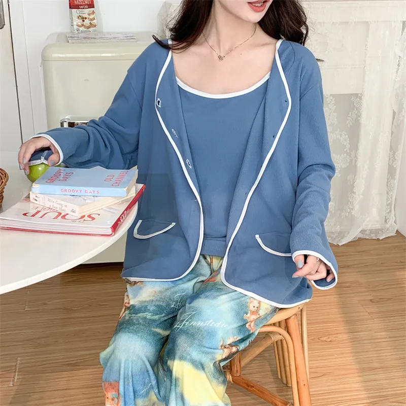 Real Photo Spring/Autumn Dralon Fleece Sexy Three-Piece Pajama Set with Padding, Item 32197-31# · Wholesale · OEM · Worldwide Shipping - Detail 25
