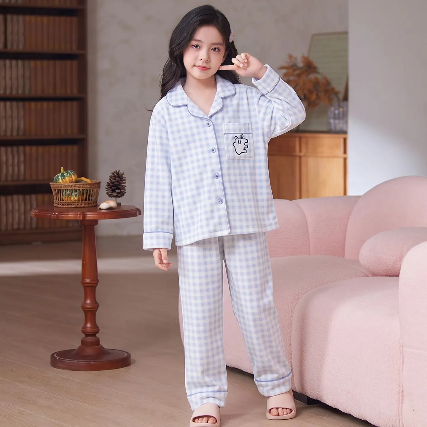 New Winter Kids Pajama Set for Girls, Dralon Fleece Long Sleeve Loungewear for Older Children · Wholesale · OEM · Worldwide Shipping - View 4