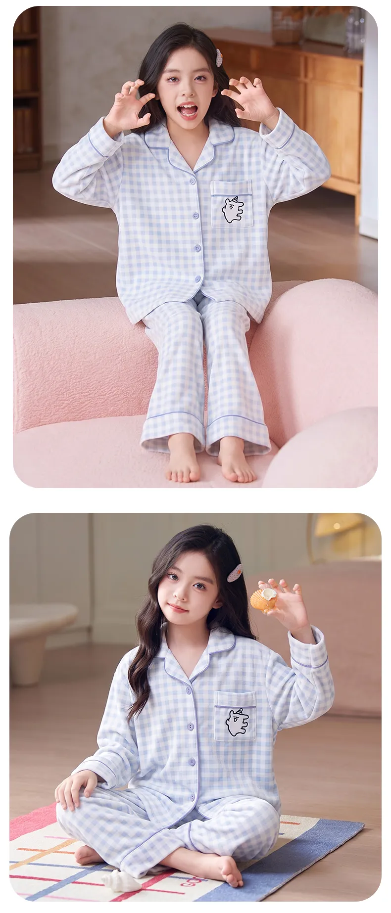 New Winter Kids Pajama Set for Girls, Dralon Fleece Long Sleeve Loungewear for Older Children · Wholesale · OEM · Worldwide Shipping - Detail 9