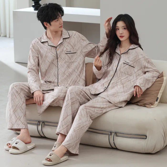 더블벨벳 커플 파자마 여성 가을겨울 긴팔 카디건 귀여운 카툰 외출복 홈웨어 세트 · 도매 · OEM · 전 세계 배송 - Detail 2