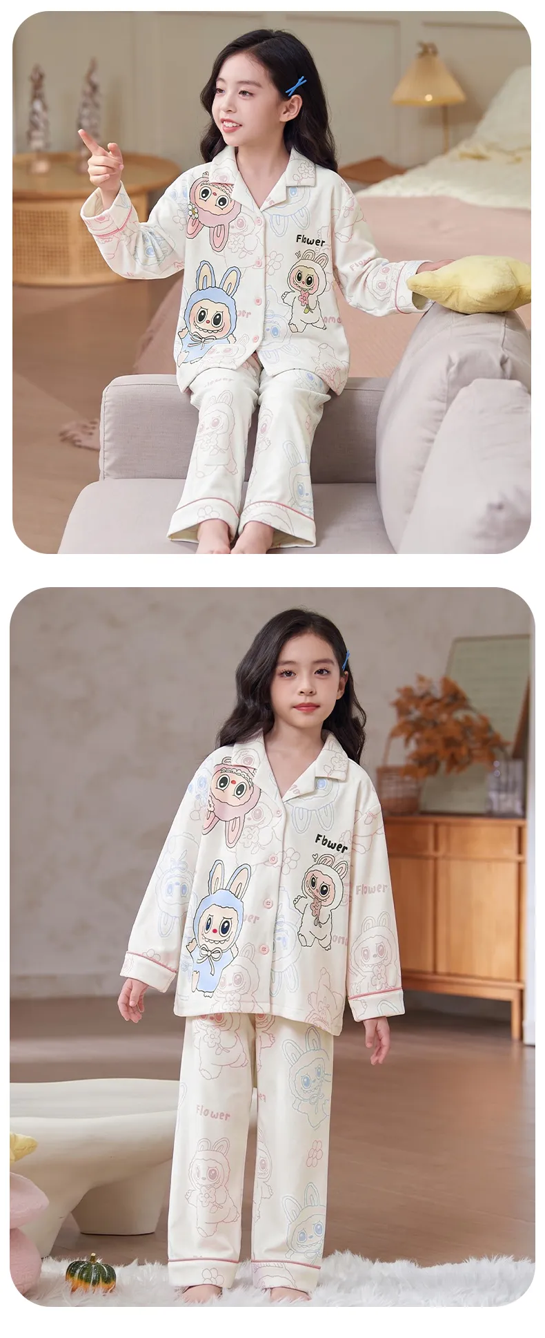 New Winter Kids Pajama Set for Girls, Dralon Fleece Long Sleeve Loungewear for Older Children · Wholesale · OEM · Worldwide Shipping - Detail 10
