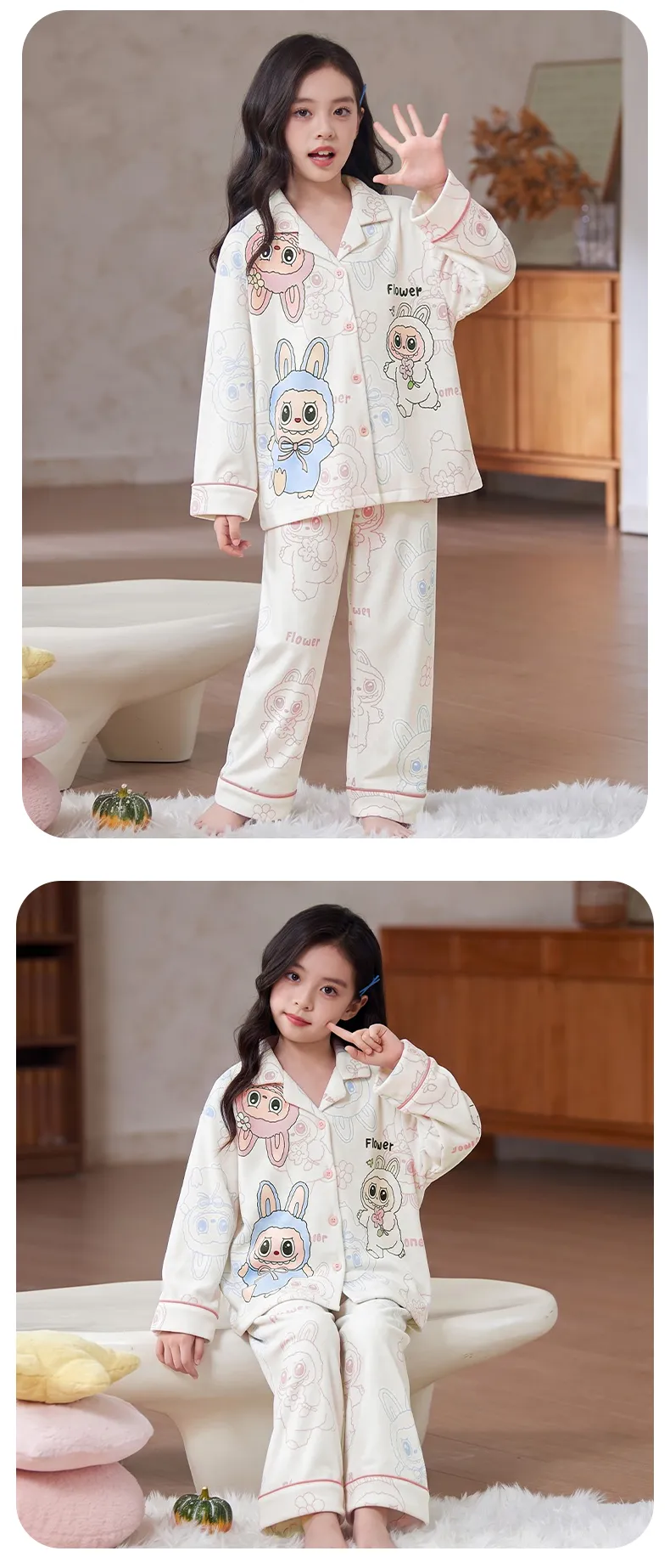 New Winter Kids Pajama Set for Girls, Dralon Fleece Long Sleeve Loungewear for Older Children · Wholesale · OEM · Worldwide Shipping - Detail 9