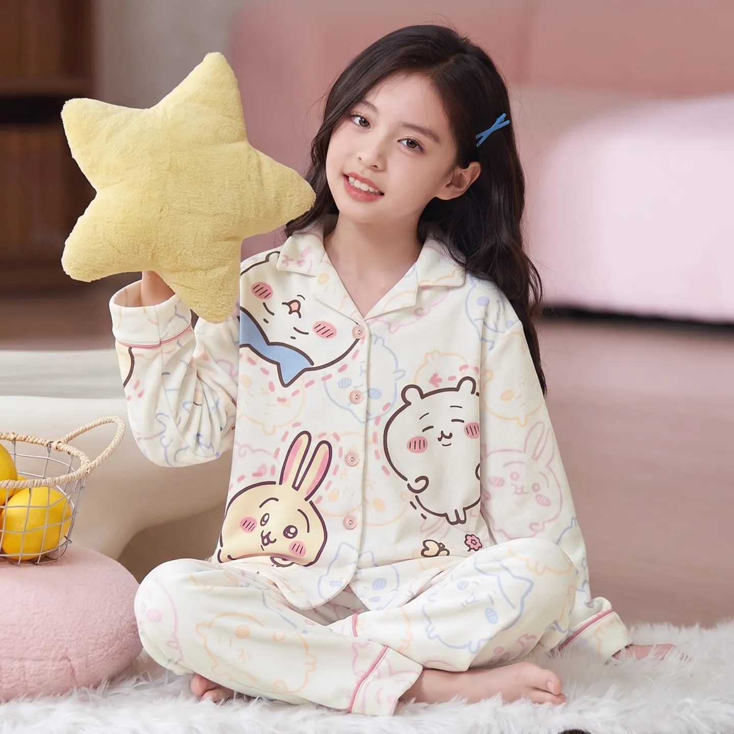 New Winter Kids Pajama Set for Girls, Dralon Fleece Long Sleeve Loungewear for Older Children · Wholesale · OEM · Worldwide Shipping - View 1