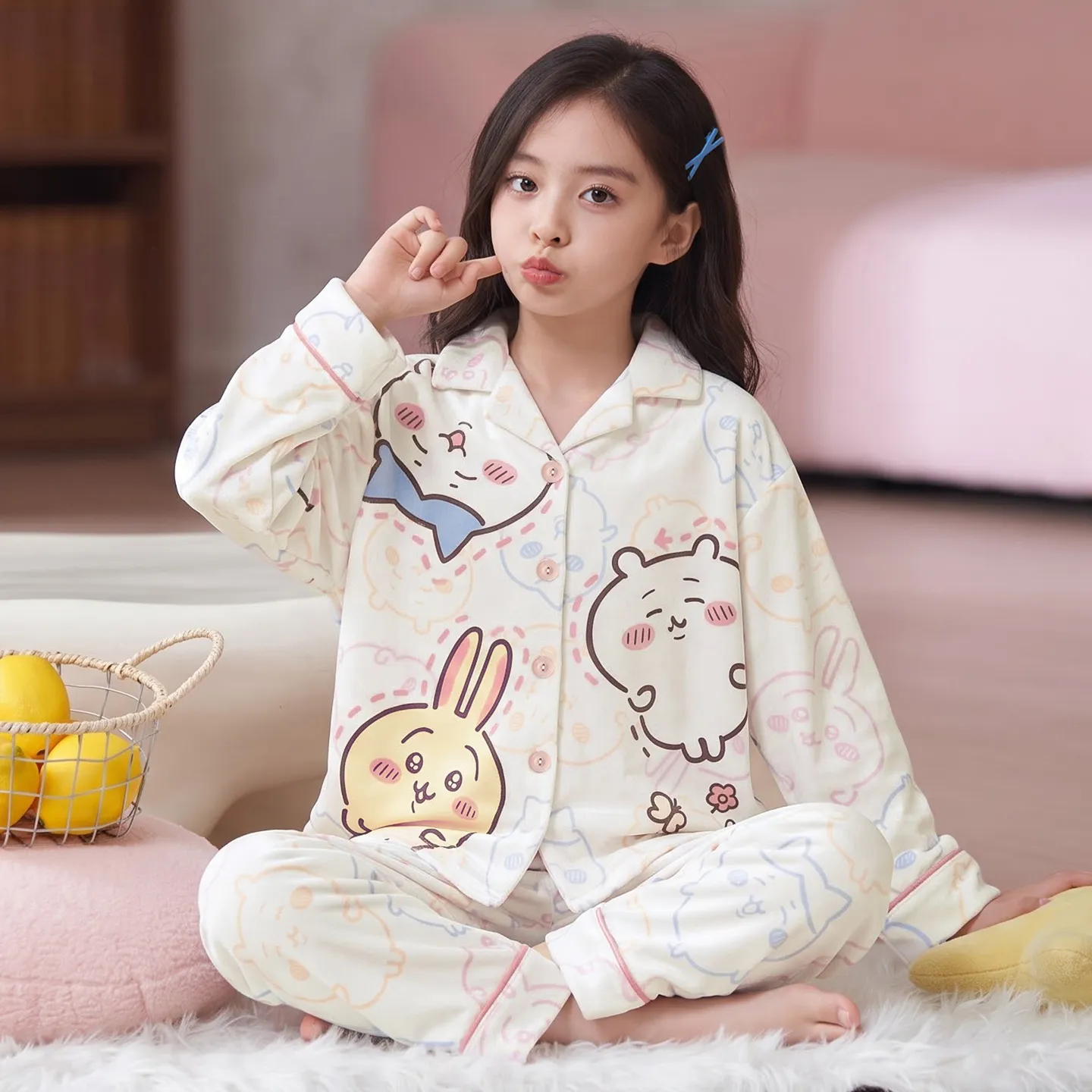 Setelan Piyama Anak Musim Dingin Terbaru untuk Anak Perempuan, Fleece Dralon Lengan Panjang, Pakaian Rumah untuk Anak Usia Besar · Grosir · OEM · Pengiriman Global