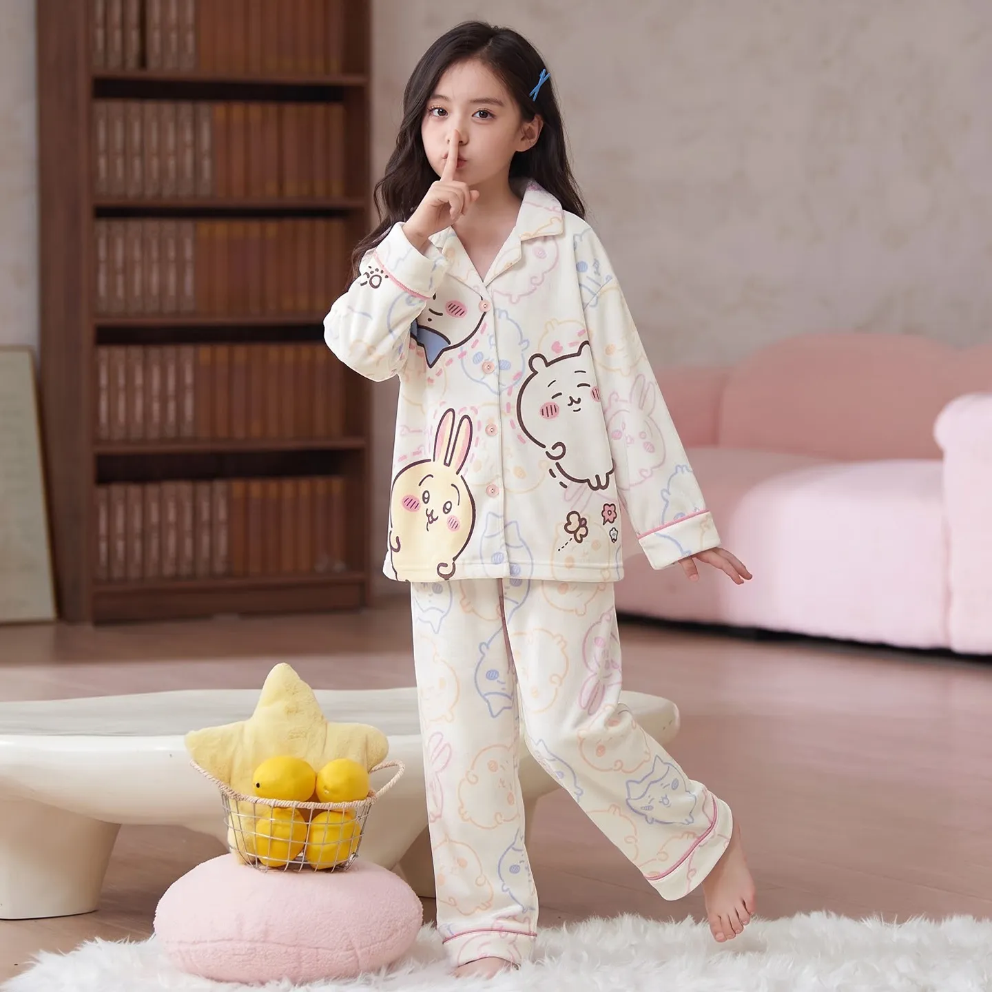 New Winter Kids Pajama Set for Girls, Dralon Fleece Long Sleeve Loungewear for Older Children · Wholesale · OEM · Worldwide Shipping - View 4