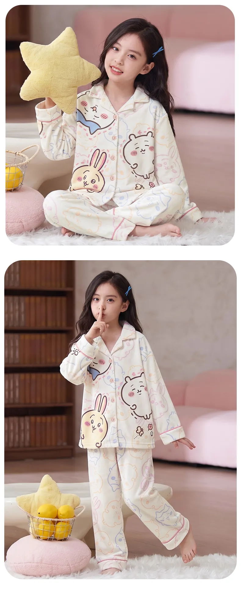 New Winter Kids Pajama Set for Girls, Dralon Fleece Long Sleeve Loungewear for Older Children · Wholesale · OEM · Worldwide Shipping - Detail 10