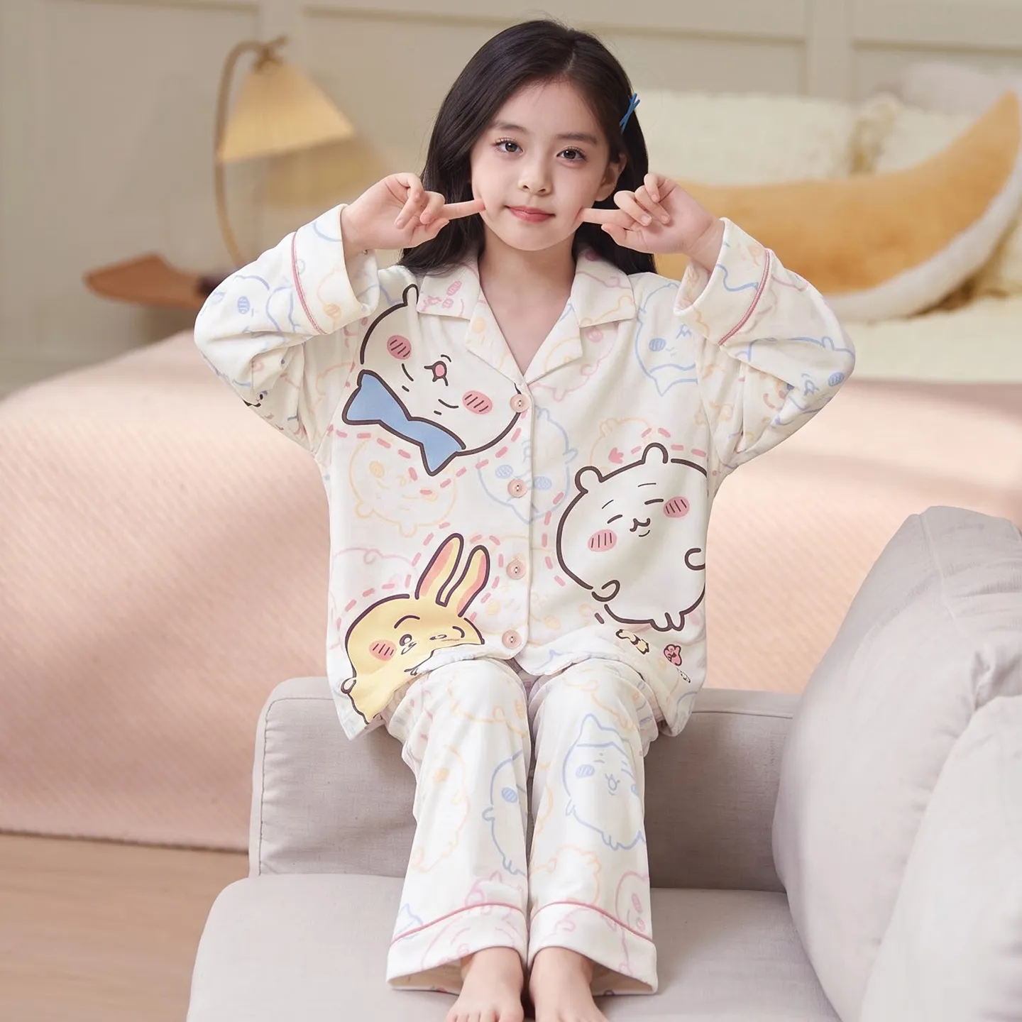 New Winter Kids Pajama Set for Girls, Dralon Fleece Long Sleeve Loungewear for Older Children · Wholesale · OEM · Worldwide Shipping - View 2