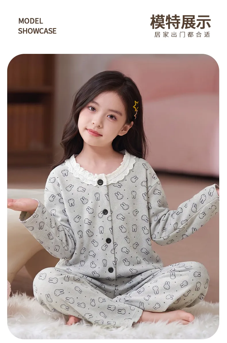 New Winter Kids Pajama Set for Girls, Dralon Fleece Long Sleeve Loungewear for Older Children · Wholesale · OEM · Worldwide Shipping - Detail 8