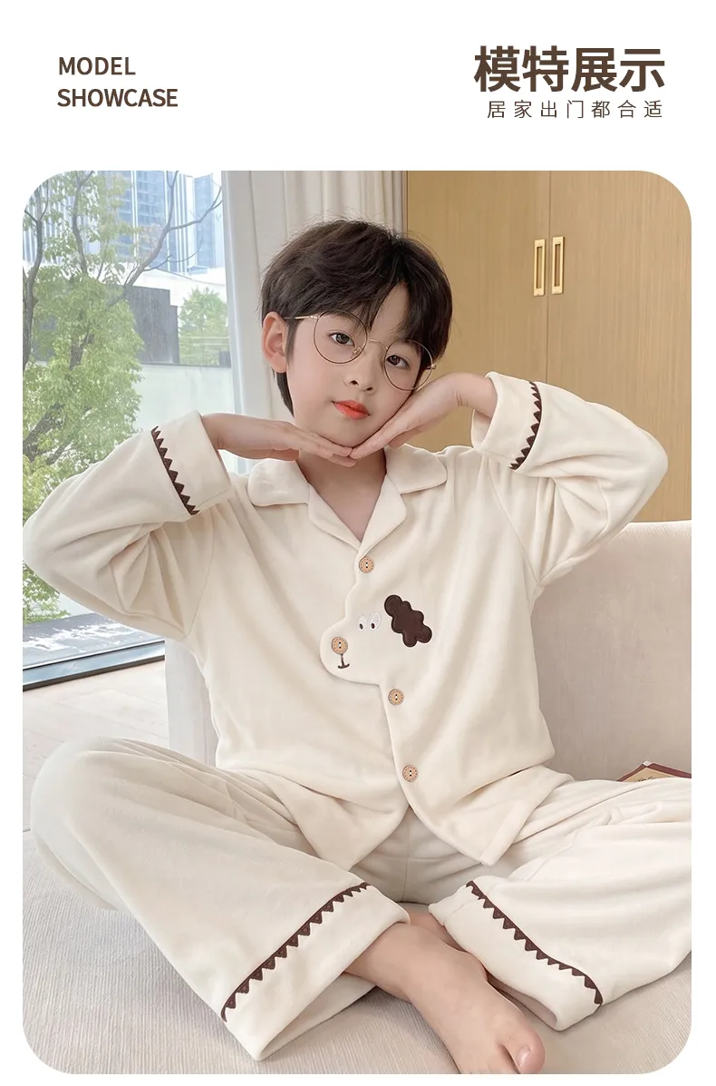 New Winter Kids Pajama Set for Boys, Dralon Fleece Long Sleeve Loungewear for Teens and Older Children · Wholesale · OEM · Worldwide Shipping - Detail 8