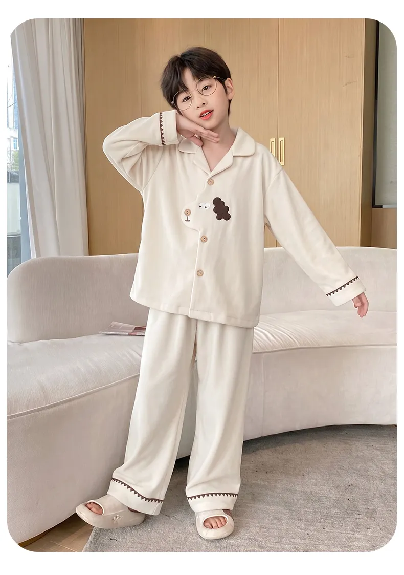 New Winter Kids Pajama Set for Boys, Dralon Fleece Long Sleeve Loungewear for Teens and Older Children · Wholesale · OEM · Worldwide Shipping - Detail 12