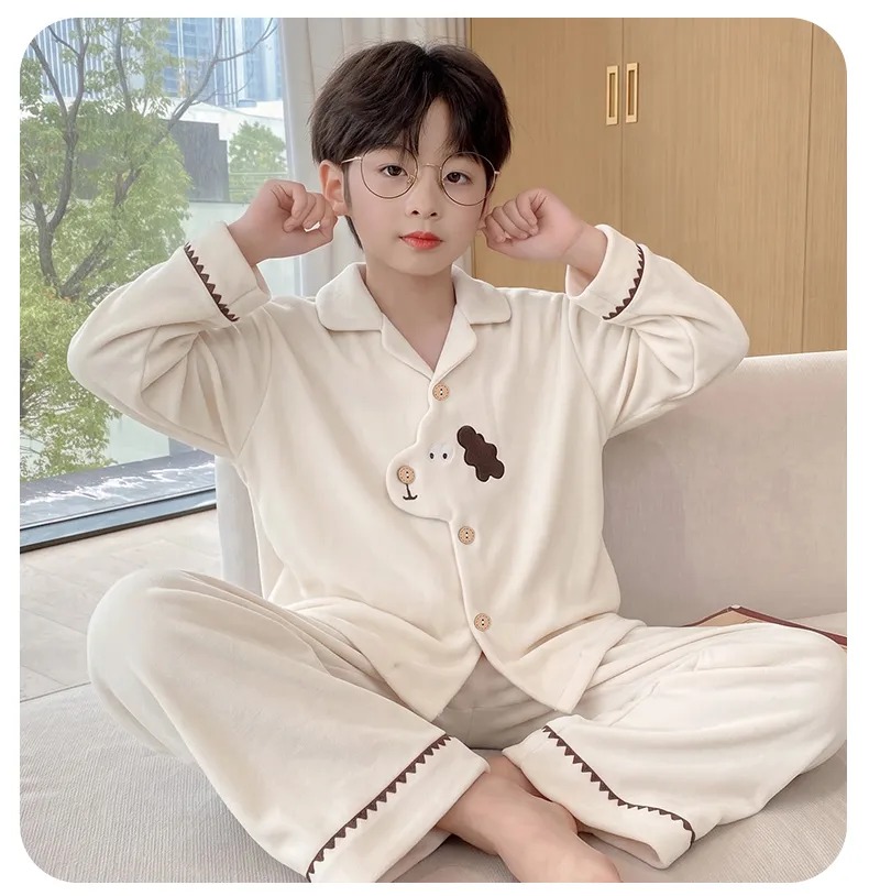 New Winter Kids Pajama Set for Boys, Dralon Fleece Long Sleeve Loungewear for Teens and Older Children · Wholesale · OEM · Worldwide Shipping - Detail 11