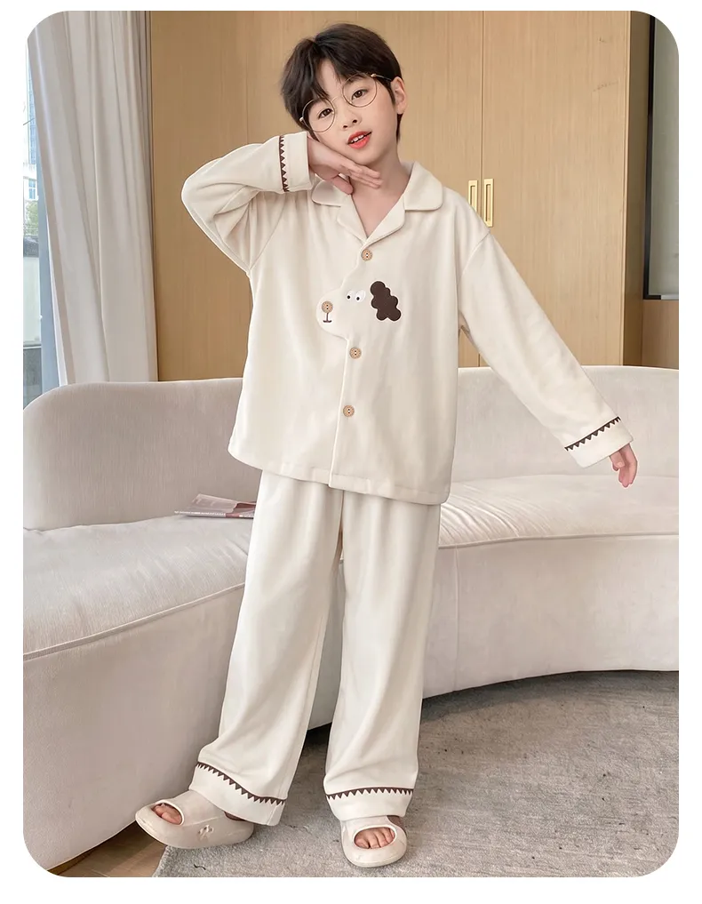 New Winter Kids Pajama Set for Boys, Dralon Fleece Long Sleeve Loungewear for Teens and Older Children · Wholesale · OEM · Worldwide Shipping - Detail 9