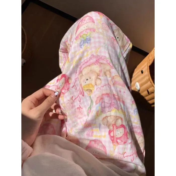 春秋 純綿 二重ガーゼ パジャマパンツ レディース かわいい カートゥーンプリント 外着可能 散歩 ポケット付き ミッドウエスト 部屋着パンツ · 卸売 · OEM · 世界へ発送 - Detail 5