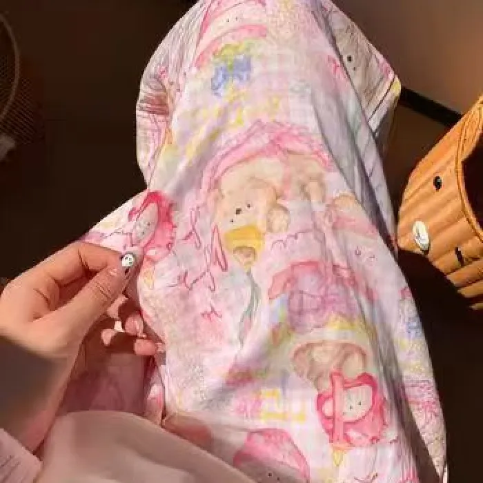 Spring Autumn Women's Pure Cotton Double Layer Gauze Sleep Pants Cartoon Cute Mid Waist Straight Long Pants Wearable Outside Walking Home Pants · Wholesale · OEM · Worldwide Shipping