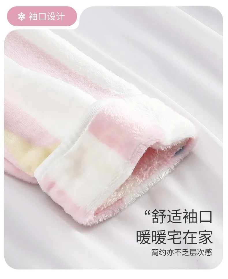 レディース フランネル 長袖 長ズボン 2点セット パジャマ 秋冬 カートゥーン刺繍 襟付き カーディガン 外着可能 部屋着 · 卸売 · OEM · 世界へ発送 - Detail 9