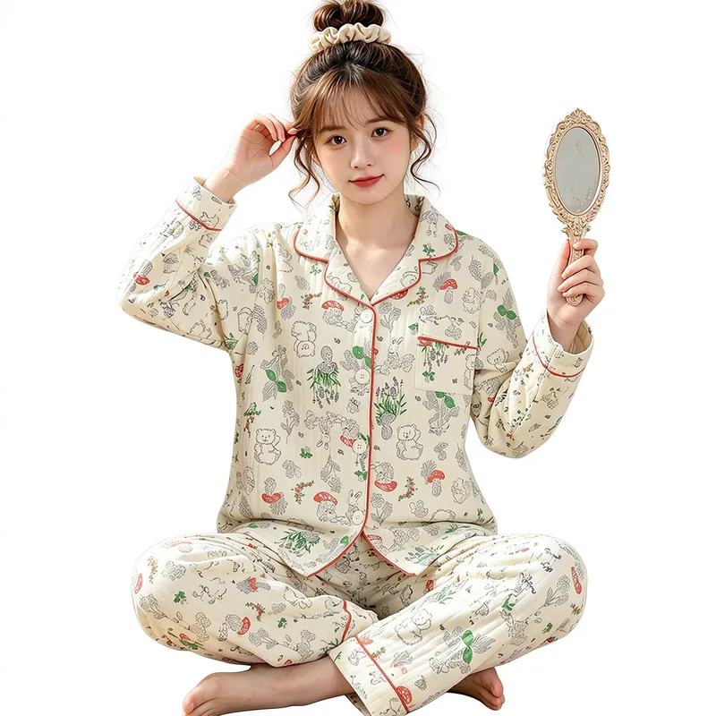 위안싱 33100 에어코튼 230g 인스풍 한계 카툰 곰 잠옷 여성 홈웨어 세트 · 도매 · OEM · 전 세계 배송 - View 4