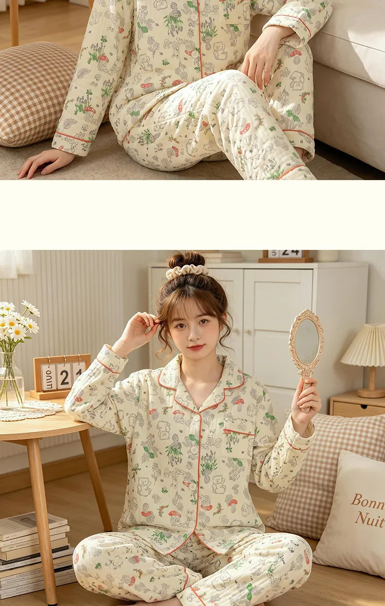 위안싱 33100 에어코튼 230g 인스풍 한계 카툰 곰 잠옷 여성 홈웨어 세트 · 도매 · OEM · 전 세계 배송 - Detail 10