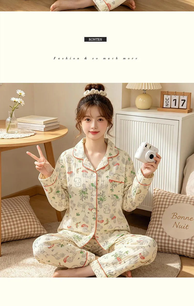 위안싱 33100 에어코튼 230g 인스풍 한계 카툰 곰 잠옷 여성 홈웨어 세트 · 도매 · OEM · 전 세계 배송 - Detail 11