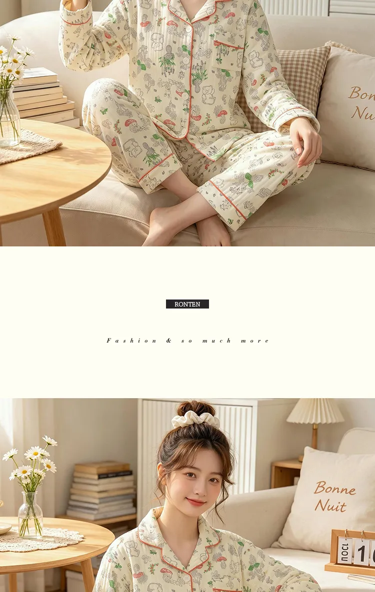 위안싱 33100 에어코튼 230g 인스풍 한계 카툰 곰 잠옷 여성 홈웨어 세트 · 도매 · OEM · 전 세계 배송 - Detail 9